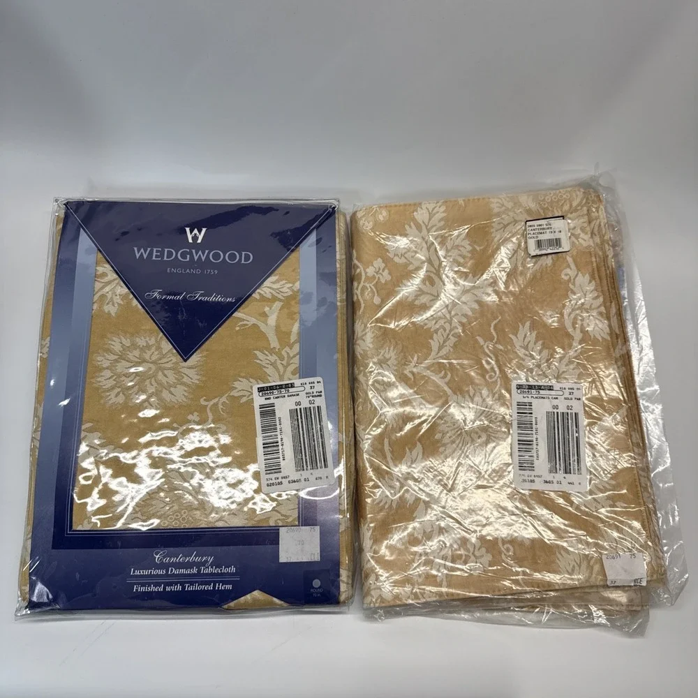Vintage Wedgewood Canterbury Gold Tablecloth 70